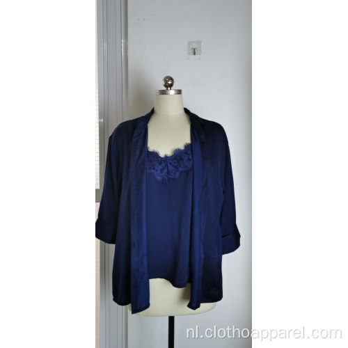 Blauwe tweedelige top voor dames van 100% polyester